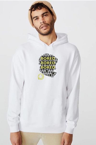 Tshirthane Ανδρικό φούτερ με κουκούλα Sherlock Bored White