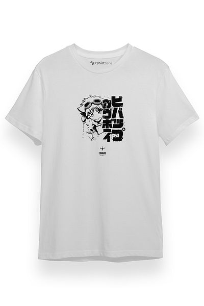 Tshirthane Cowboy Bebop Vintage Ein And Ed Ανδρικό T-Shirt - Λευκό, κοντομάνικο