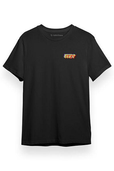 Tshirthane Ανδρικό μπλουζάκι ITZY Rainbow Logo μαύρο κοντομάνικο