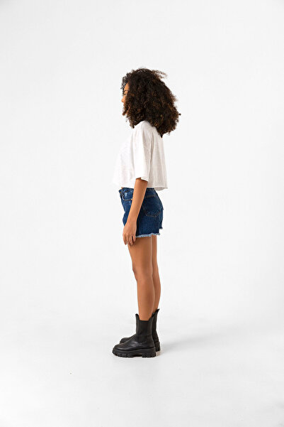 Tshirthane Basic Melted White Oversize Crop T-shirt