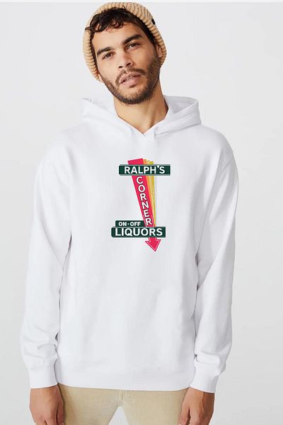 Tshirthane Ανδρικό φούτερ με κουκούλα Fargo Ralph's Corner Diner White 3ip
