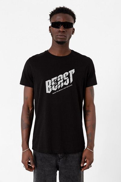 Tshirthane Mr Beast Make The World Μαύρο ανδρικό μπλουζάκι
