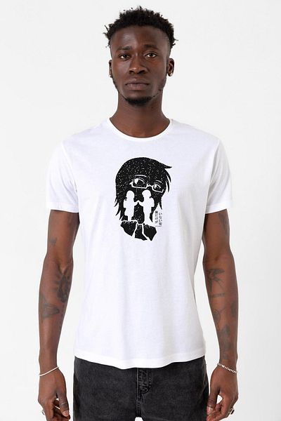 Tshirthane Ανδρικό μπλουζάκι ποδηλασίας Erased Anime Black White Silhoette White