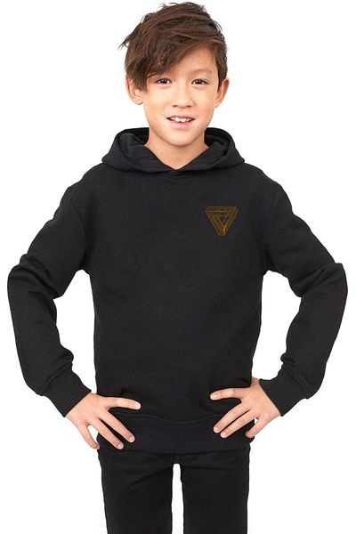Tshirthane Детски суичър с лого на Tannhaus в черно с 3ip капитон