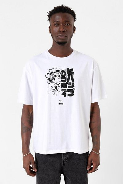 Tshirthane Cowboy Bebop Vintage Ein και Ed White Ανδρικό μπλουζάκι Oversize