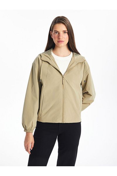 LC Waikiki Women's Hooded Plain Raincoat