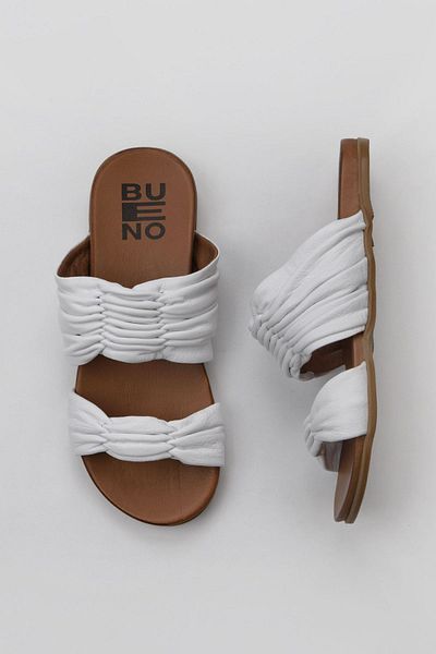 Bueno Shoes 01wu4235 Μοντέλο Λευκές Δερμάτινες Γυναικείες Επίπεδες Παντόφλες