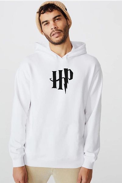 Tshirthane Ανδρικό φούτερ με κουκούλα με λογότυπο Hp White