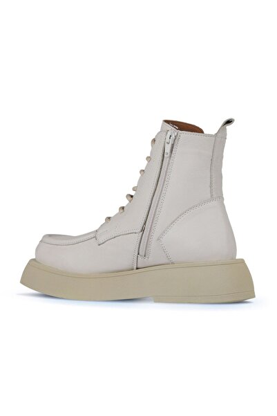 Bueno Shoes Bej Deri Kadın Dolgu Topuklu Bot 01wz6405