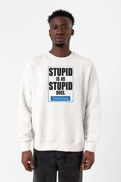 Tshirthane Forrest Gump Stupid Is As Stupid Does Λευκό ανδρικό φούτερ 2ip