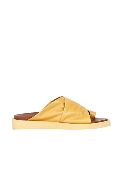 Bueno Shoes Papuci de damă din piele galbenă - 01ws2809