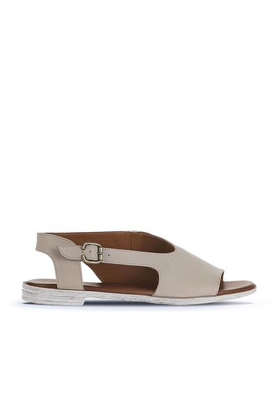 Bueno Shoes Gray Leather Women's Sandals - Flat Design 01wa3004