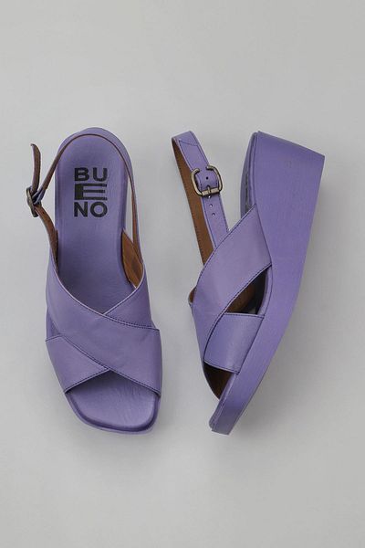 Bueno Shoes Sandale de damă din piele liliac - toc pană 01wy2411