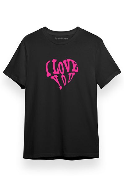 Tshirthane I Love You Icon Μαύρο κοντομάνικο ανδρικό μπλουζάκι