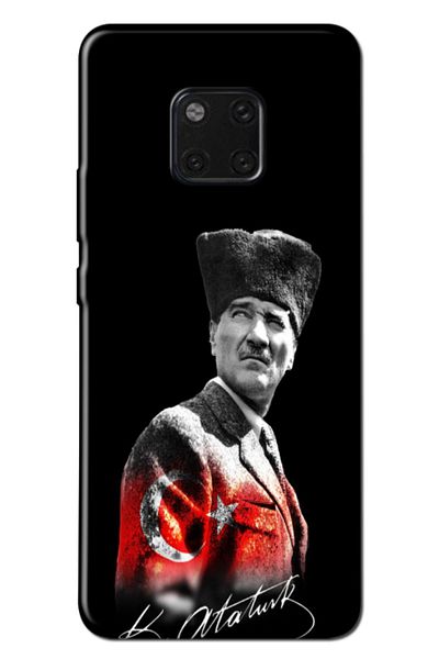 Zebana حافظة متوافقة مع هاتف Huawei Mate 20 Pro تصميم مصطفى كمال أتاتورك V2 حافظة من السيليكون (مطبوعة)