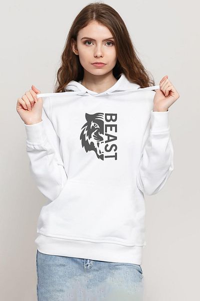 Tshirthane Mr Beast Half Face White Women's 3ip Hooded Sweatshirt