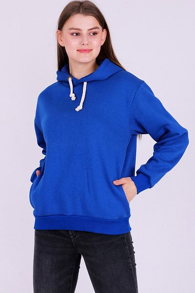 Tshirthane Blue Basic Oversize Hanorac cu glugă pentru femei Hanorac cu 3 fire