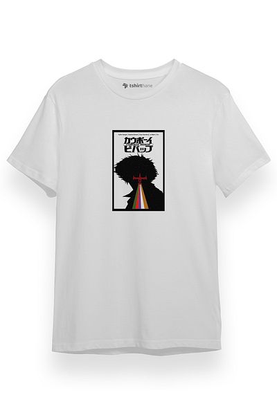 Tshirthane Σας σαφήνεια στο Space Cowboys Μινιμαλιστική αφίσα Anime Λευκό κοντομάνικο ανδρικό μπλουζάκι