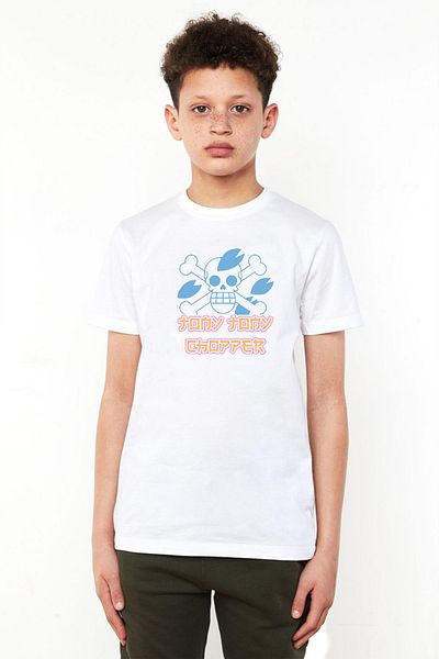 Tshirthane Tricou One Piece Anime Tony Tony Chopper Jolly Roger White pentru copii