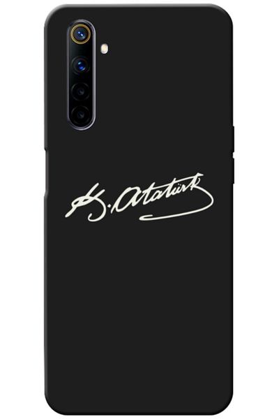 Zebana غطاء واقٍ من السيليكون متوافق مع حافظة Realme 6 Atatürk Signature سيليكون (مطبوع)