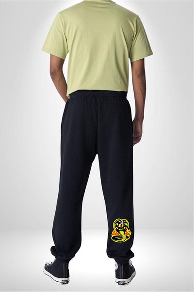 Angemiel Cobra Kai Karete 3Rd Series Snake Logo - Men's Black Sweatpants Yarn