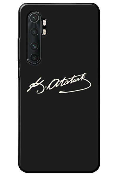 Zebana Xiaomi Mi Note 10 Lite Uyumlu Kılıf Atatürk İmzası Silikon Kılıf (Bask...
