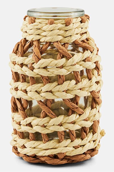 Muy Mucho زجاجة زخرفية زجاجية 8 × 8 × 13 سم، شفافة