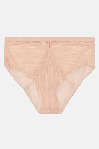 Etam Women High Waist Textured Culotte Panty, Peach