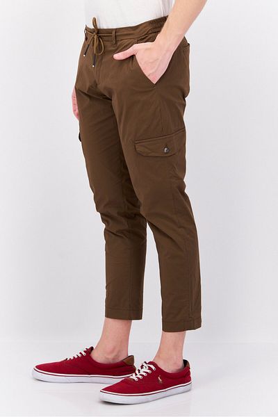 Sorbino Men Regular Fit Solid Stretchable Cargo Pants, Dark Tan