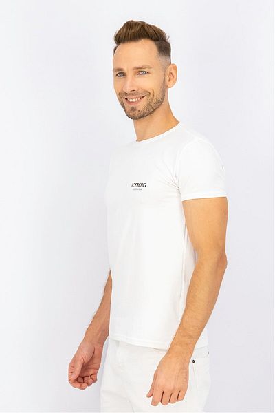 Iceberg Men Crew Neck Short Sleeve Plain T-shirt, White