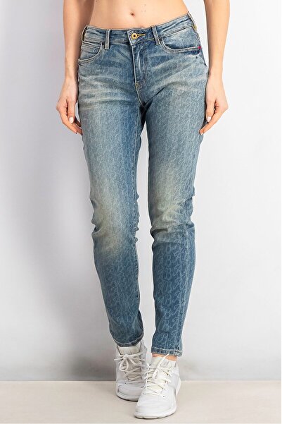 Scotch & Soda بنطلون جينز نسائي قابل للتمدد بقصّة Slim Fit، أزرق