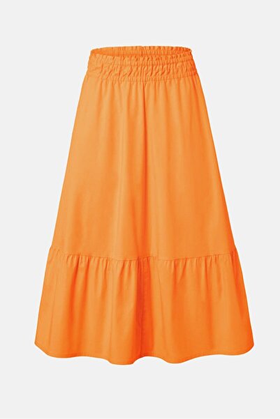 Tchibo Women Solid Midi Skirt, Orange