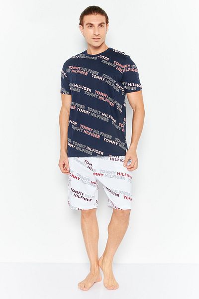 Tommy Hilfiger Men Brand Logo Drawstring Pajama Bottom, Multicolor
