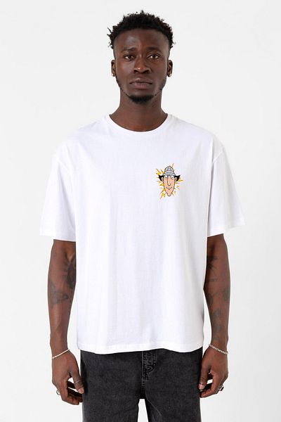 Tshirthane Ανδρικό μπλουζάκι Inspector Gadget Vintage Lightning White Oversize