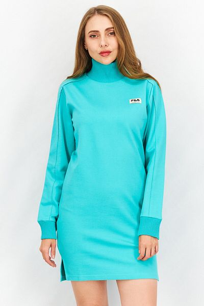 Fila Women Sportswear Fit Brand Logo Muck Neck Midi Dress, Dusty Blue