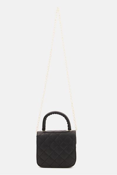 Willow & Ruby Kids Mini Crossbody Purse Quilted Bag 14 H x 15 L x 3 W cm, Black