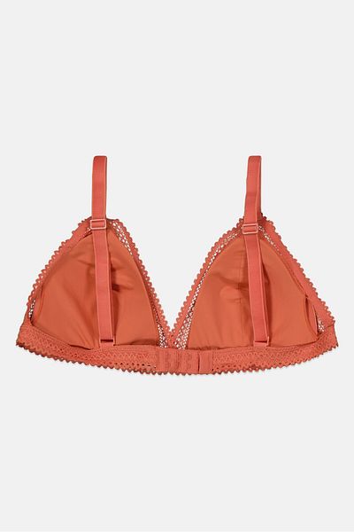 Etam Women Padded Textured Triangle Bra, Light Brown