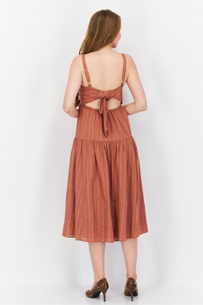 Gentle Fawn Women Textured Sleeveless Midi Dress, Rust