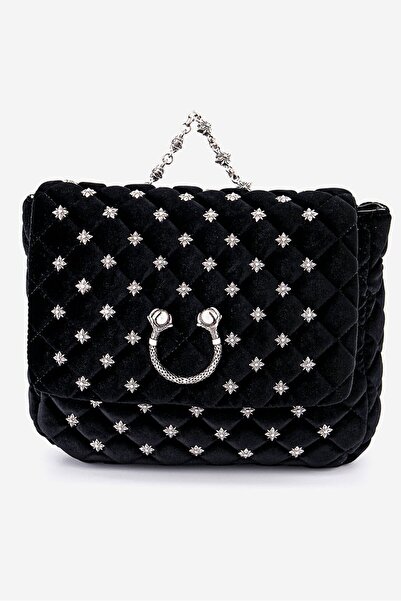 John Richmond Women Quilted Velvet Rucksack Backpack 23 H x 30 L x 10 W cm, B...