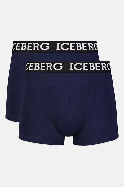 Iceberg سروال داخلي رجالي مكون من قطعتين بشعار العلامة التجارية، أزرق داكن