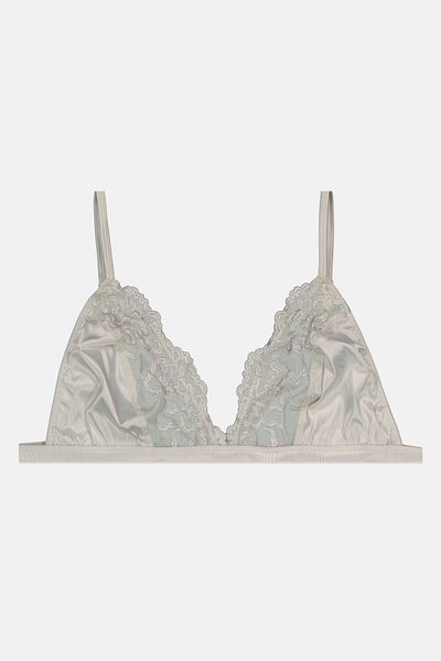 NA-KD Women Non Padded Satin Brallete, Light Grey