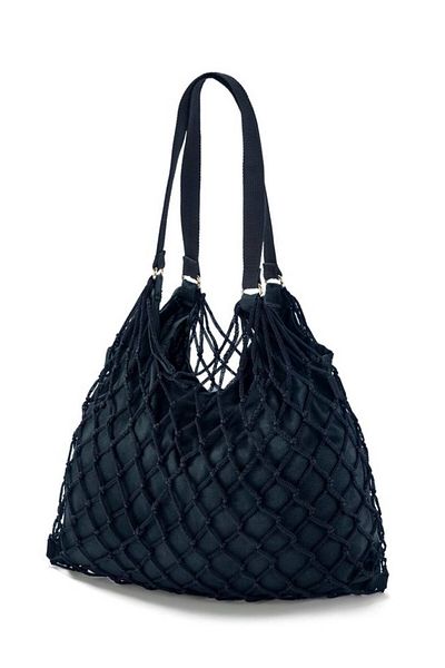 Tchibo Women Knotted Shoulder Bag 25 H x 40 L x 2 W cm, Navy Blue