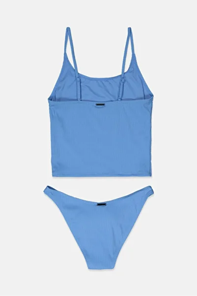 Kendall + Kylie Women 2 Piece Bikini Bottom And Non Padded Top, Blue