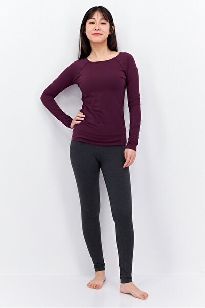 Triumph Women Plain Long Sleeve Sleepwear Top, Burgundy