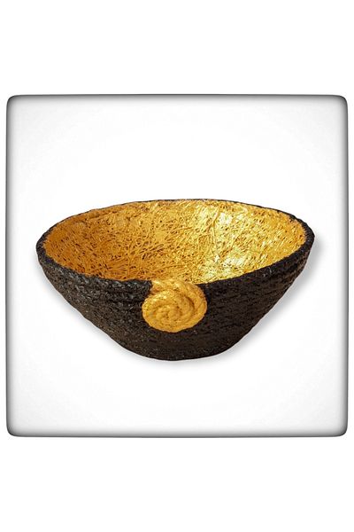 kapsulavm Decorative Basket Presentation Bowl Natural Jute Rope GOLD