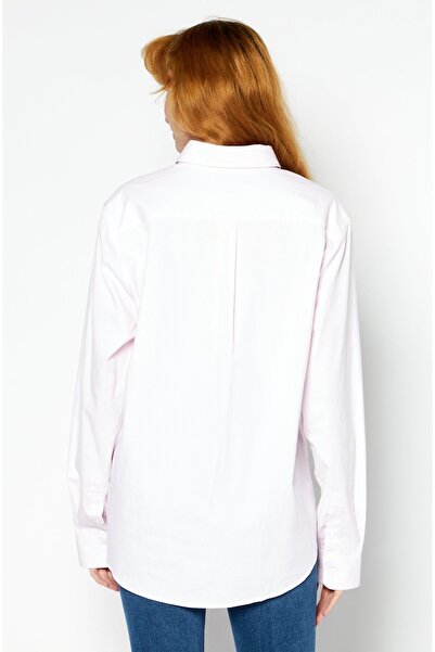 Esprit Women Regular Fit Long Sleeves Stripe Casual Shirt, Pink