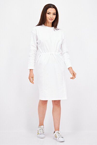 Adidas Originals Women Sportswear Fit Long Sleeve Outdoor T-Shirt Dress, White