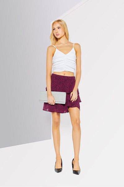 Michael Kors Women Allover Casual Mini Skirts, Purple/Black