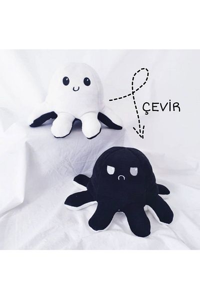 Wovna Octopus Pillow Fun Pillow That Changes Trip When You Turn It Black - White