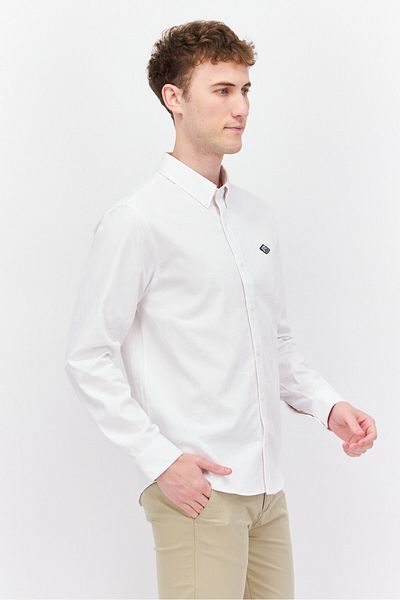 Esprit Men Regular Fit Long Sleeves Brand Logo Casual Shirt, Pink